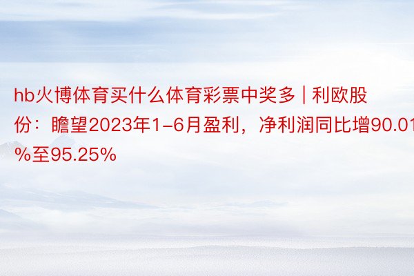 hb火博体育买什么体育彩票中奖多 | 利欧股份：瞻望2023年1-6月盈利，净利润同比增90.01%至95.25%