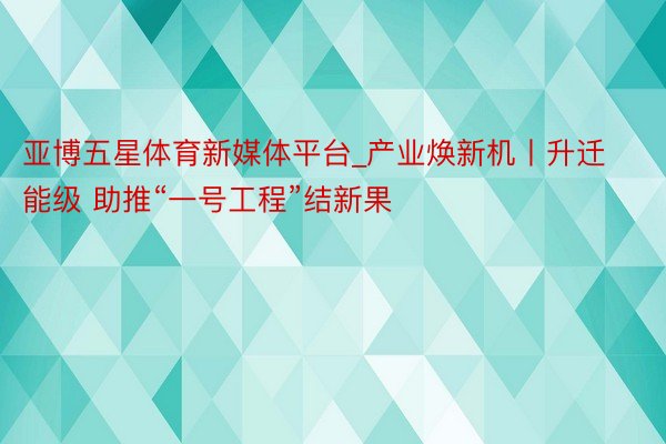 亚博五星体育新媒体平台_产业焕新机丨升迁能级 助推“一号工程”结新果