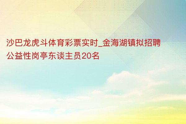 沙巴龙虎斗体育彩票实时_金海湖镇拟招聘公益性岗亭东谈主员20名