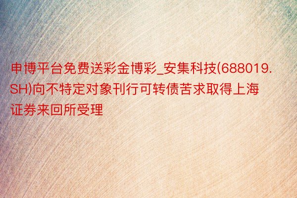 申博平台免费送彩金博彩_安集科技(688019.SH)向不特定对象刊行可转债苦求取得上海证券来回所受理