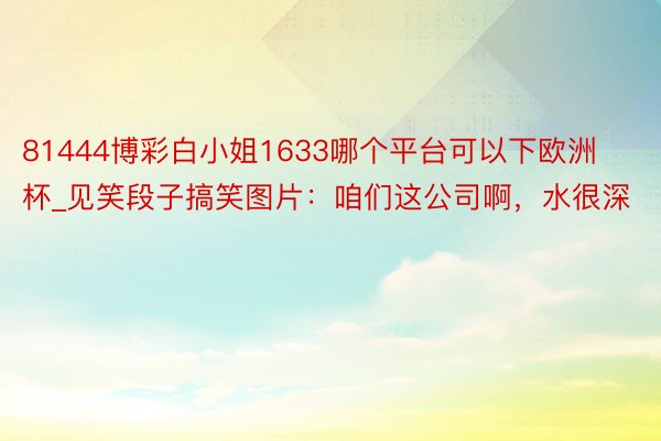 81444博彩白小姐1633哪个平台可以下欧洲杯_见笑段子搞笑图片：咱们这公司啊，水很深